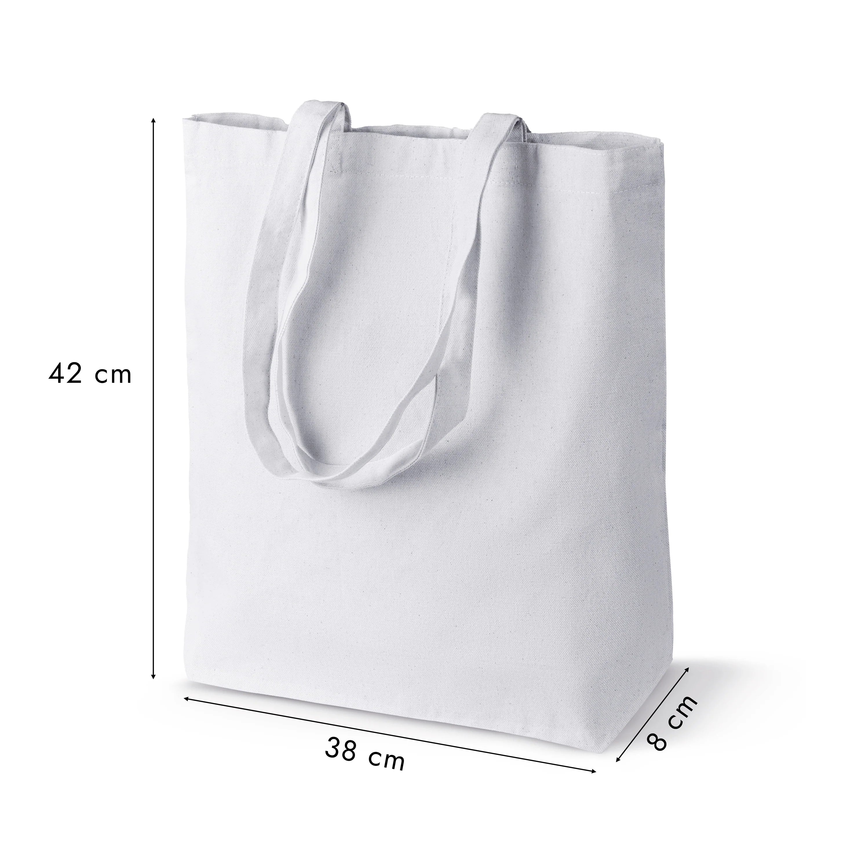 Baumwolltasche Weiß 380x80x420 mm 220 g Griff: 70 cm