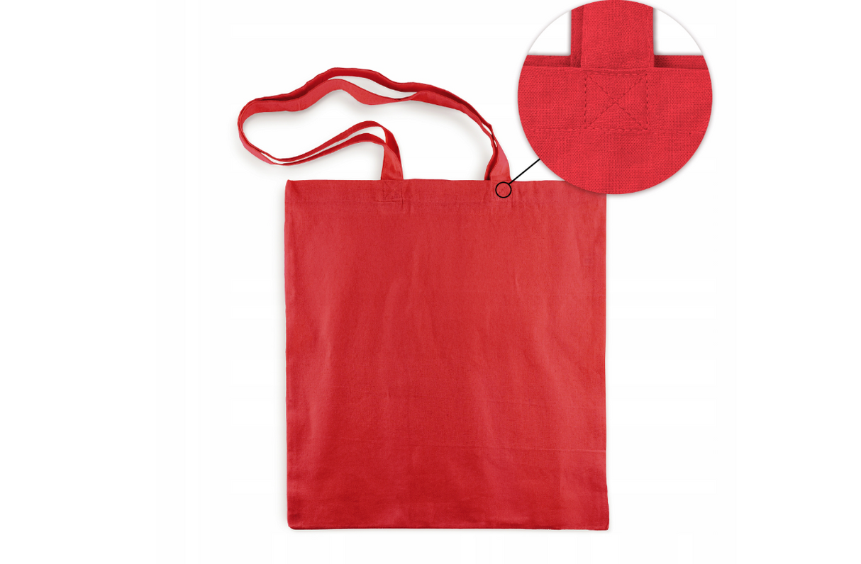 Baumwolltasche Rot 380x420 mm 140 g langer Griff
