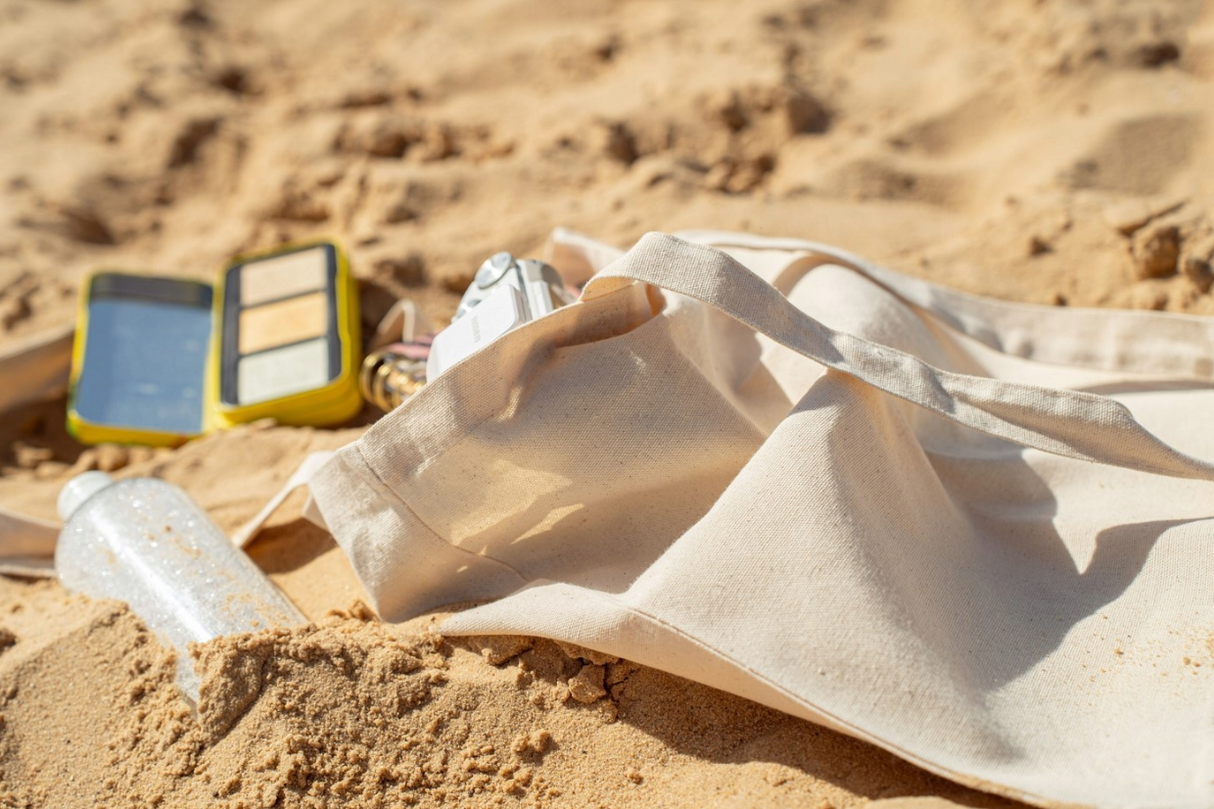 Baumwolltasche Ecru 380x80x420 mm 220 g Boden langer Griff