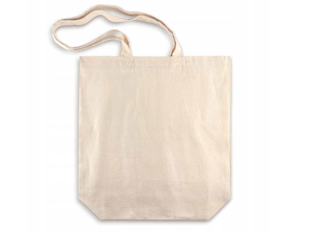 Baumwolltasche Ecru 380x80x420 mm 220 g Boden langer Griff