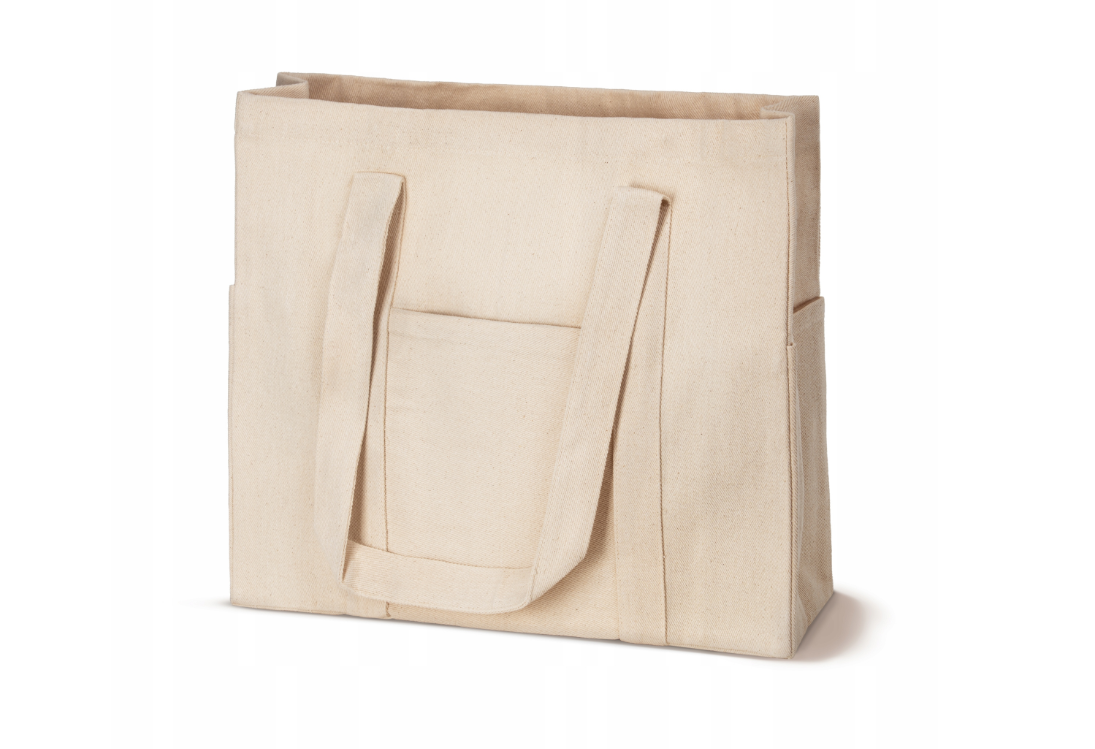 Baumwolltasche Ecru mit Taschen 380x100x100x350 mm 320 g