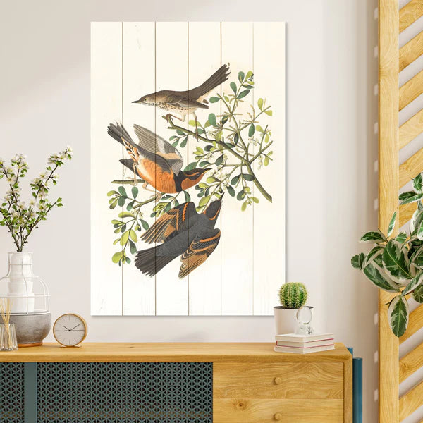 Wanddeko Holz - Three Birds on a Branch