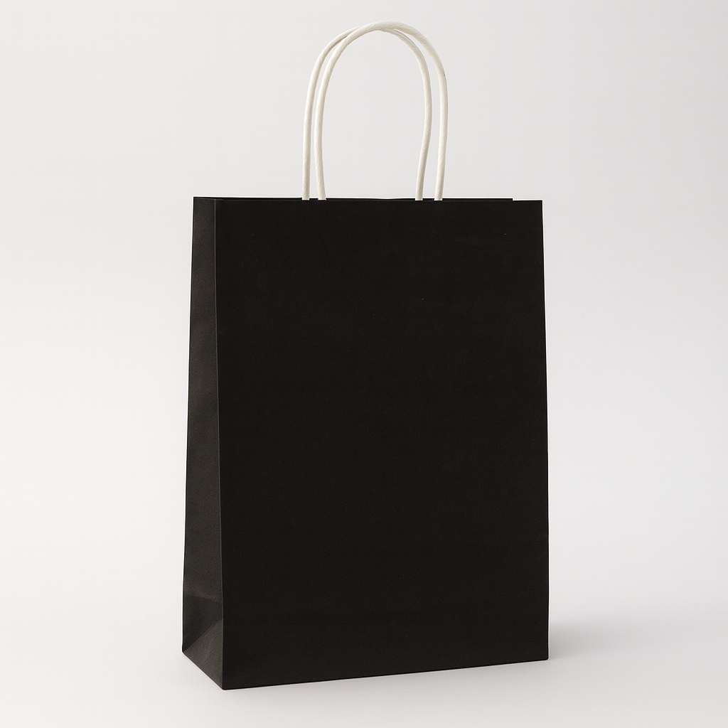 Papiertragetasche 240x100x340mm mit Premium-Drehgriff - Schwarz