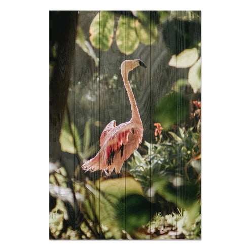 Wanddeko Holz - Tropical Flamingo