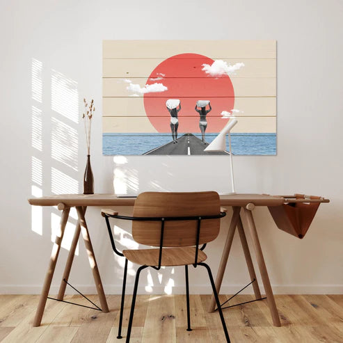 Wanddeko Holz - Vintage Collage Surfers Road