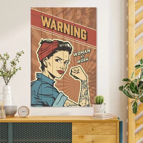 Wanddeko Holz - Warning