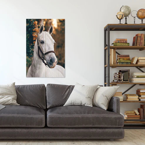 Wanddeko Holz - White Horse