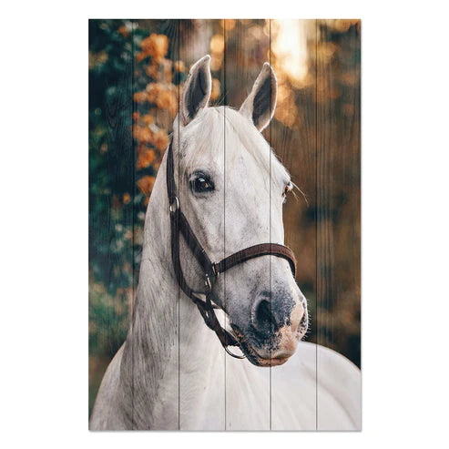 Wanddeko Holz - White Horse
