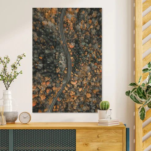 Wanddeko Holz - Winding Road