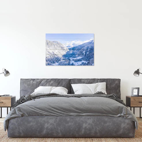 Wanddeko Holz - Winter Mountain Landscape