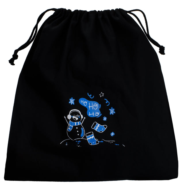 Weihnachts-Baumwolltasche 380x420mm Schwarzes Wintermuster