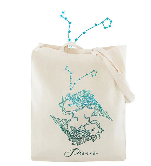 Baumwolltasche Ecru Sternzeichen Fische 38x42