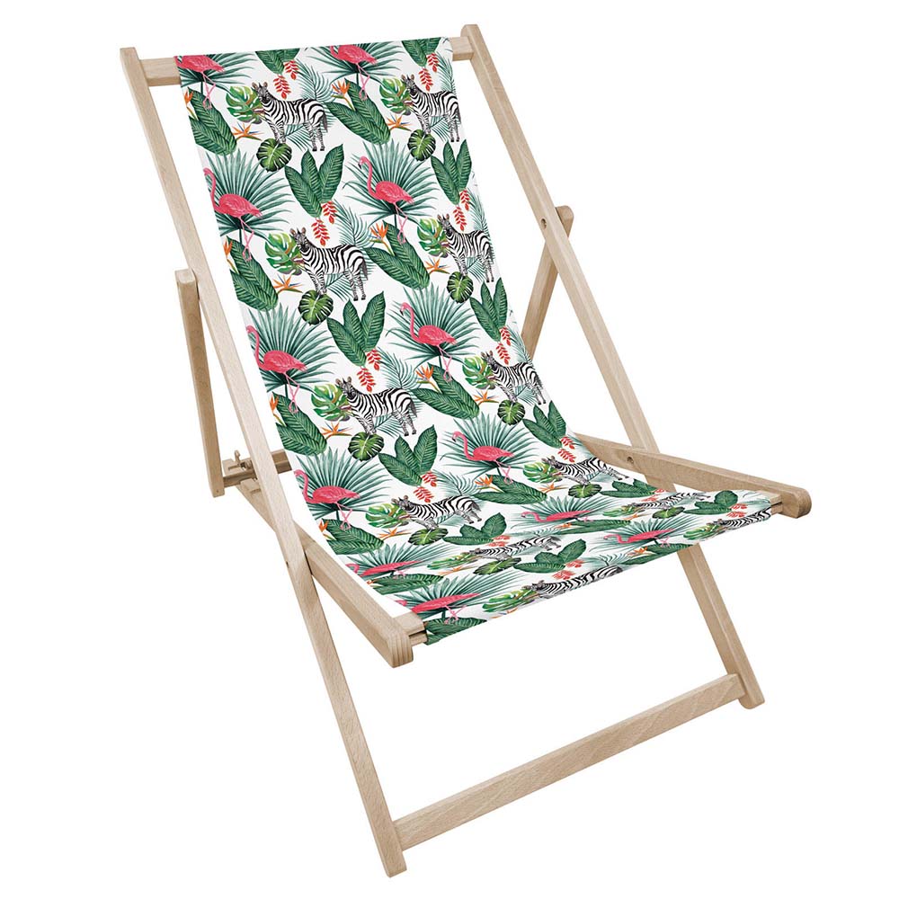 Holz-Liegestühle Zebras und Flamingos