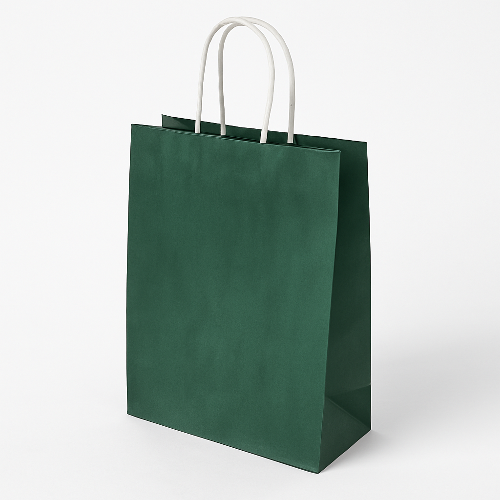 Papiertragetasche 240x100x340mm mit Premium-Drehgriff - Dunkelgrün
