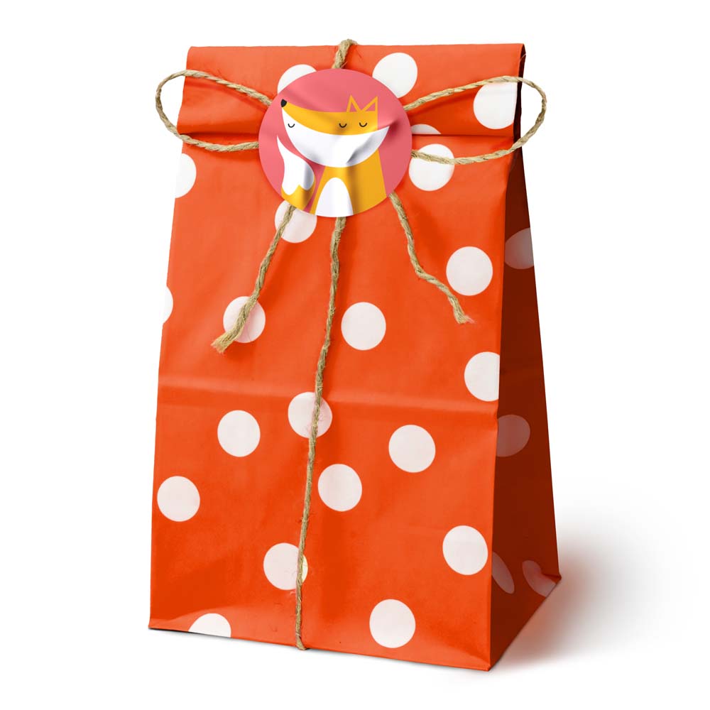 Papiertüten ohne Griff 100x70x280mm mit Tupfen - Rot - 10 Stück