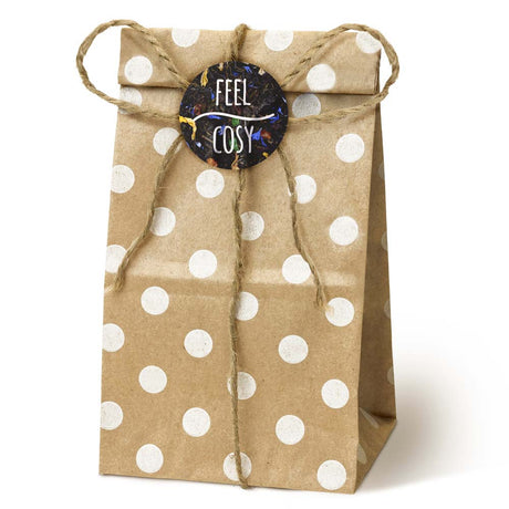 Papiertüte ohne Griff Braun mit weißen Tupfen 80x65x190mm