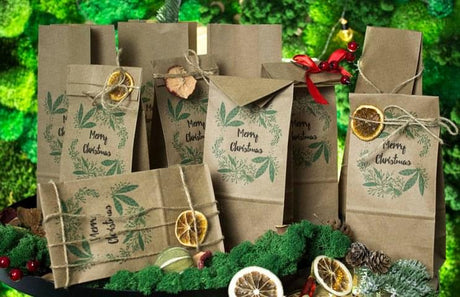 10+6,5x26cm Weihnachtskranz Weihnachts Kraft Geschenktüten