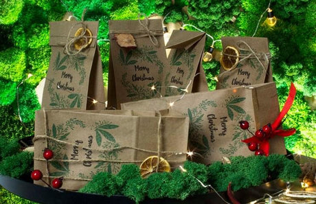 10+6,5x26cm Weihnachtskranz Weihnachts Kraft Geschenktüten