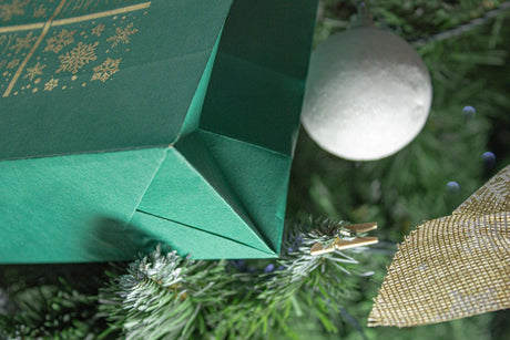 18+8,5x23cm Goldenes Geschenk Dunkelgrün Weihnachts Kraft Geschenktüten