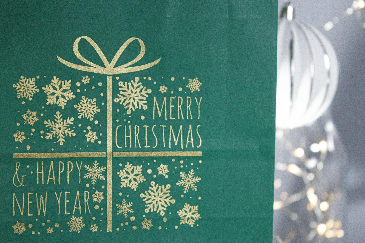 18+8,5x23cm Goldenes Geschenk Dunkelgrün Weihnachts Kraft Geschenktüten