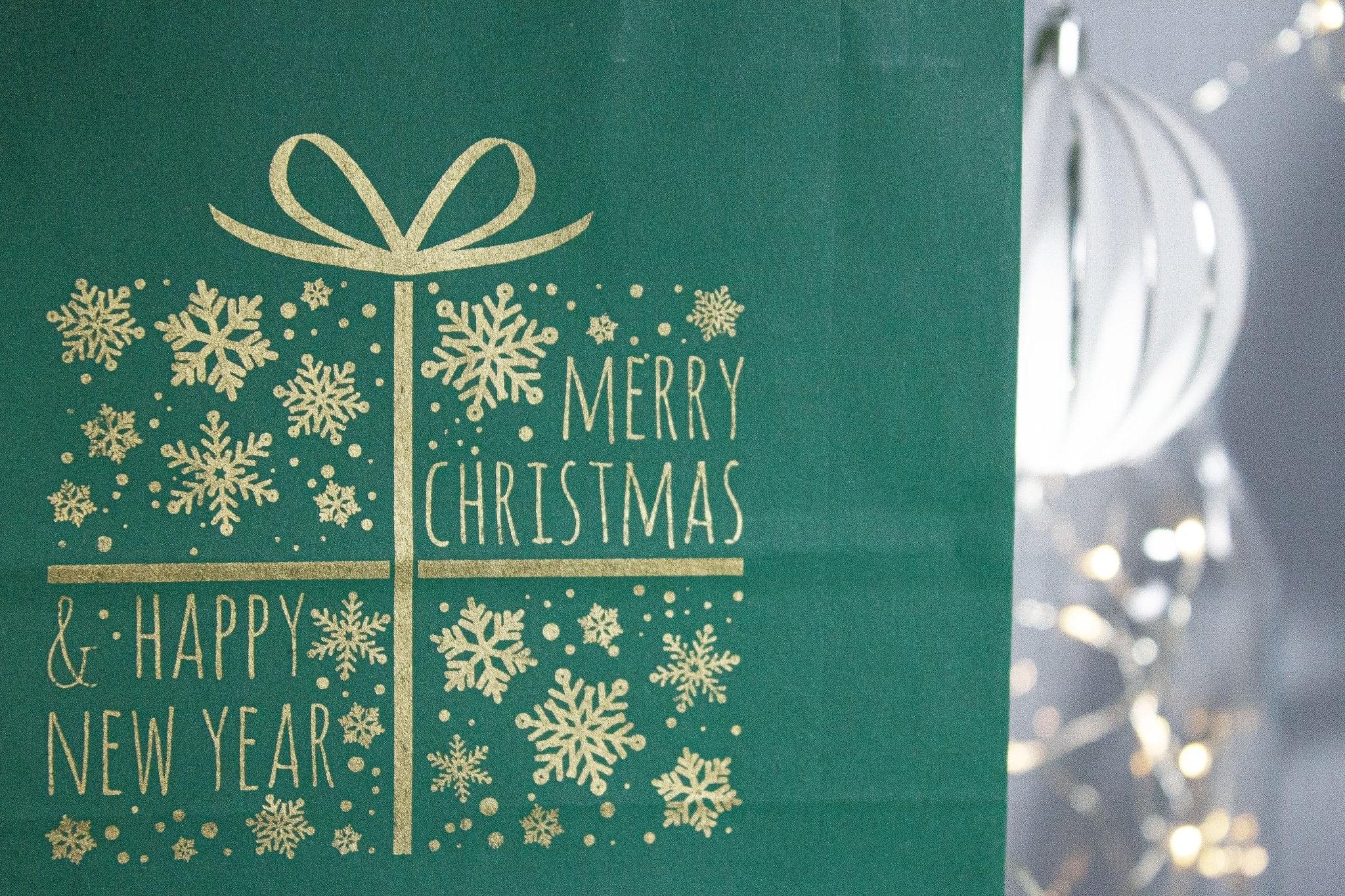 18+8,5x23cm Goldenes Geschenk Dunkelgrün Weihnachts Kraft Geschenktüten