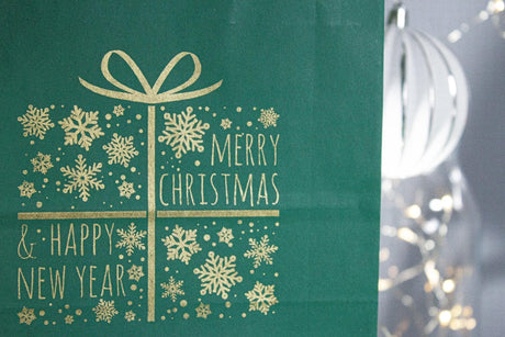 18+8,5x23cm Goldenes Geschenk Dunkelgrün Weihnachts Kraft Geschenktüten