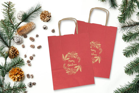 18+8,5x23cm Goldkranz Rot Weihnachts Kraft Geschenktüten