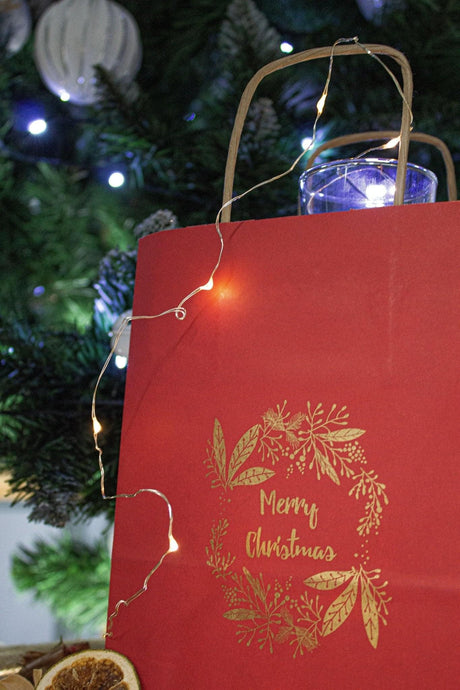 18+8,5x23cm Goldkranz Rot Weihnachts Kraft Geschenktüten
