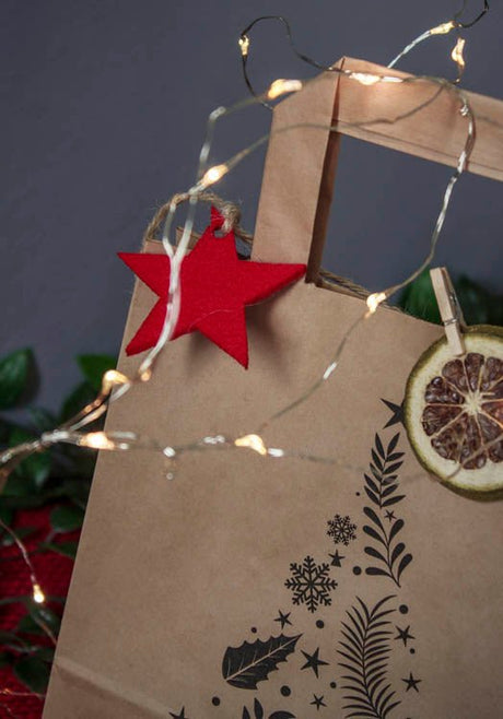 18+8,5x23cm Merry Christmas Weihnachts Kraft Geschenktüten Weihnachts Papiertüten mit Griffen