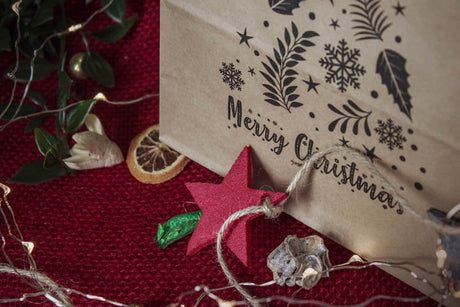 18+8,5x23cm Merry Christmas Weihnachts Kraft Geschenktüten Weihnachts Papiertüten mit Griffen