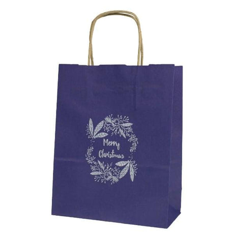 18+8,5x23cm Silberkranz Marineblaue Weihnachts Kraft Geschenktüten