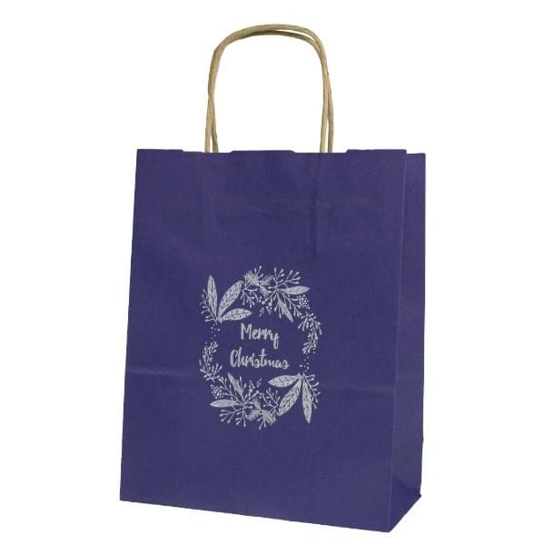 18+8,5x23cm Silberkranz Marineblaue Weihnachts Kraft Geschenktüten