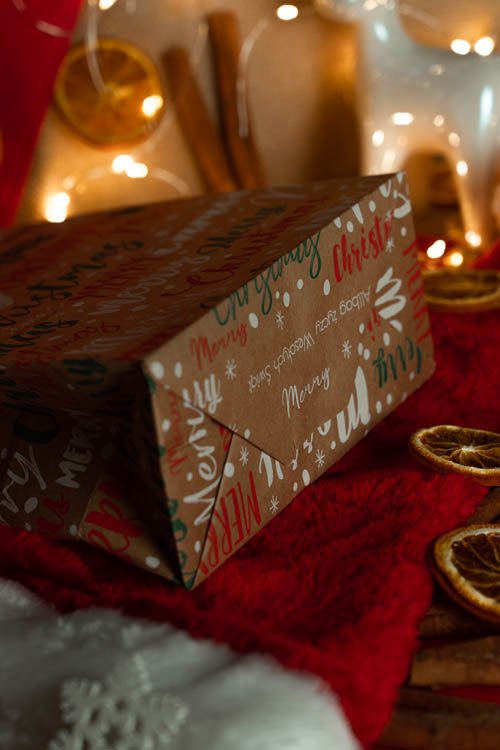 18+8x22,5cm Merry Christmas Weihnachts Kraft Geschenktüten Weihnachts Papiertüten mit Griffen - AllBags
