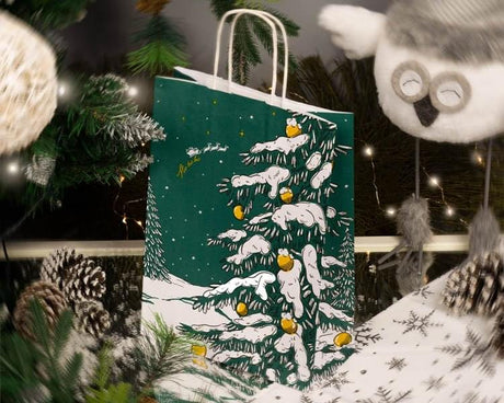 24+11x32cm Weihnachtsbaum HO HO HO Weihnachts Papiertüten mit Griffen