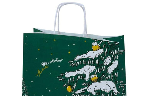 24+11x32cm Weihnachtsbaum HO HO HO Weihnachts Papiertüten mit Griffen