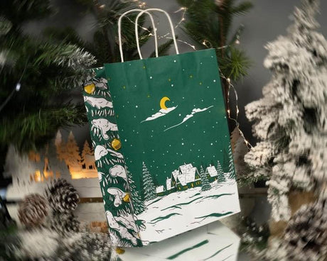 24+11x32cm Weihnachtsbaum HO HO HO Weihnachts Papiertüten mit Griffen