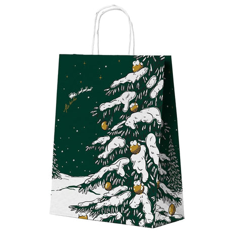 24+11x32cm Weihnachtsbaum HO HO HO Weihnachts Papiertüten mit Griffen
