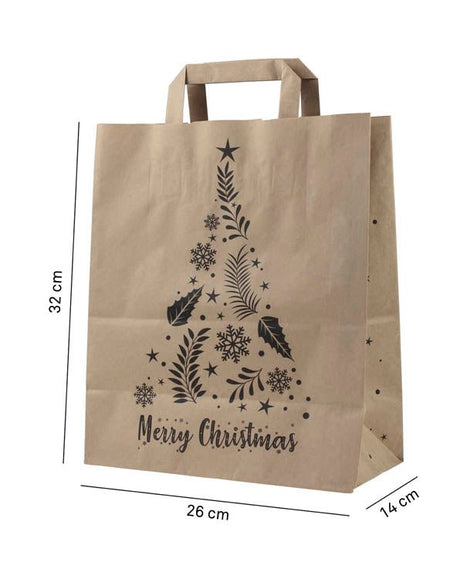 26+14x32cm Merry Christmas Weihnachts Kraft Geschenktüten Weihnachts Papiertüten mit Griffen