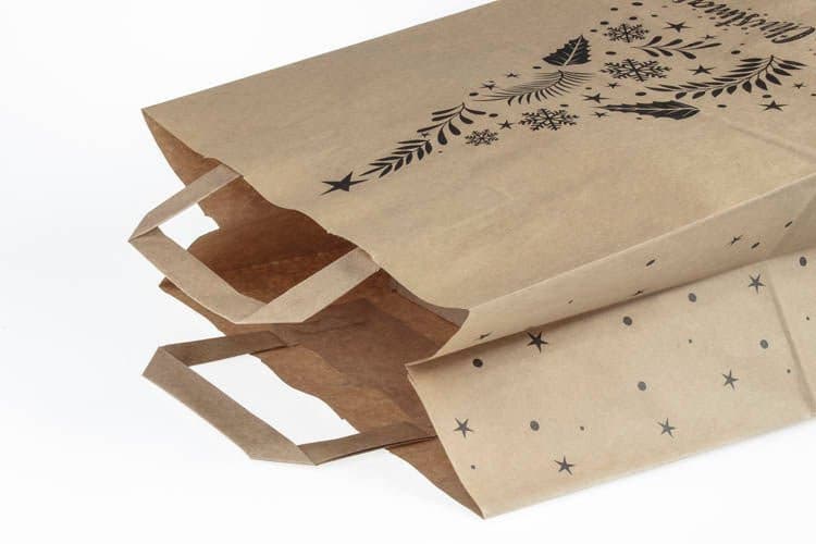 26+14x32cm Merry Christmas Weihnachts Kraft Geschenktüten Weihnachts Papiertüten mit Griffen - AllBags