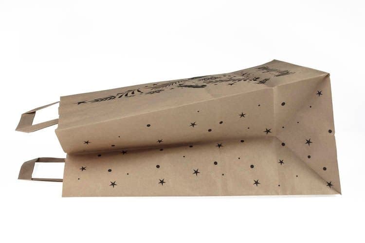 26+14x32cm Merry Christmas Weihnachts Kraft Geschenktüten Weihnachts Papiertüten mit Griffen - AllBags