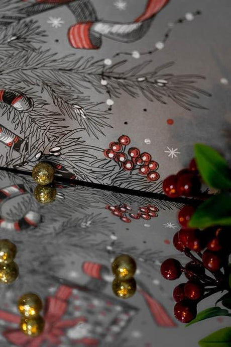 32+16x38cm Graue Tanne Weihnachts Papiertüten mit Griffen
