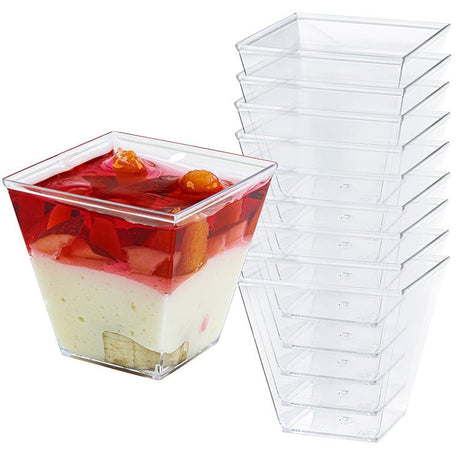 50 Stück Desserttassen 120ml 4oz Wiederverwendbare Dessertgläser Plastik mit 50 Stück Löffeln