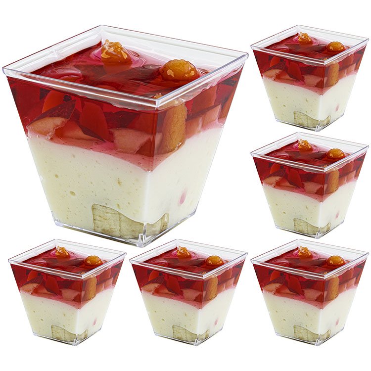 50 Stück Desserttassen 120ml 4oz Wiederverwendbare Dessertgläser Plastik mit 50 Stück Löffeln - AllBags