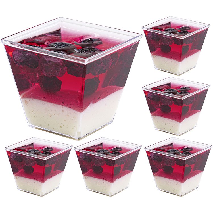 50 Stück Desserttassen 60ml 2oz Wiederverwendbare Dessertgläser Plastik mit 50 Stück Löffeln - AllBags