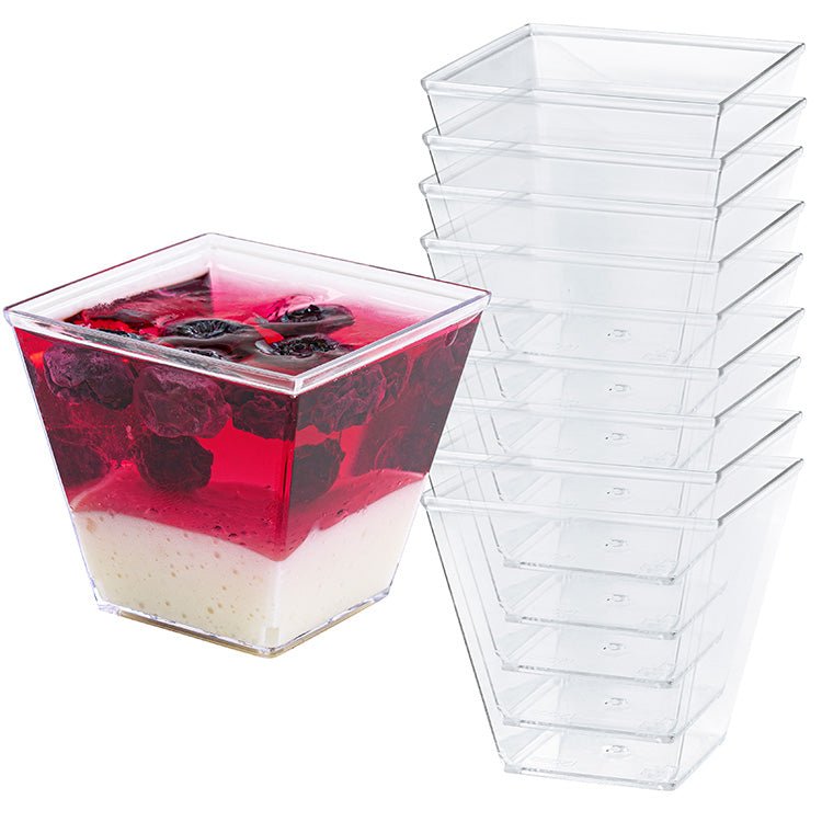 50 Stück Desserttassen 60ml 2oz Wiederverwendbare Dessertgläser Plastik mit 50 Stück Löffeln