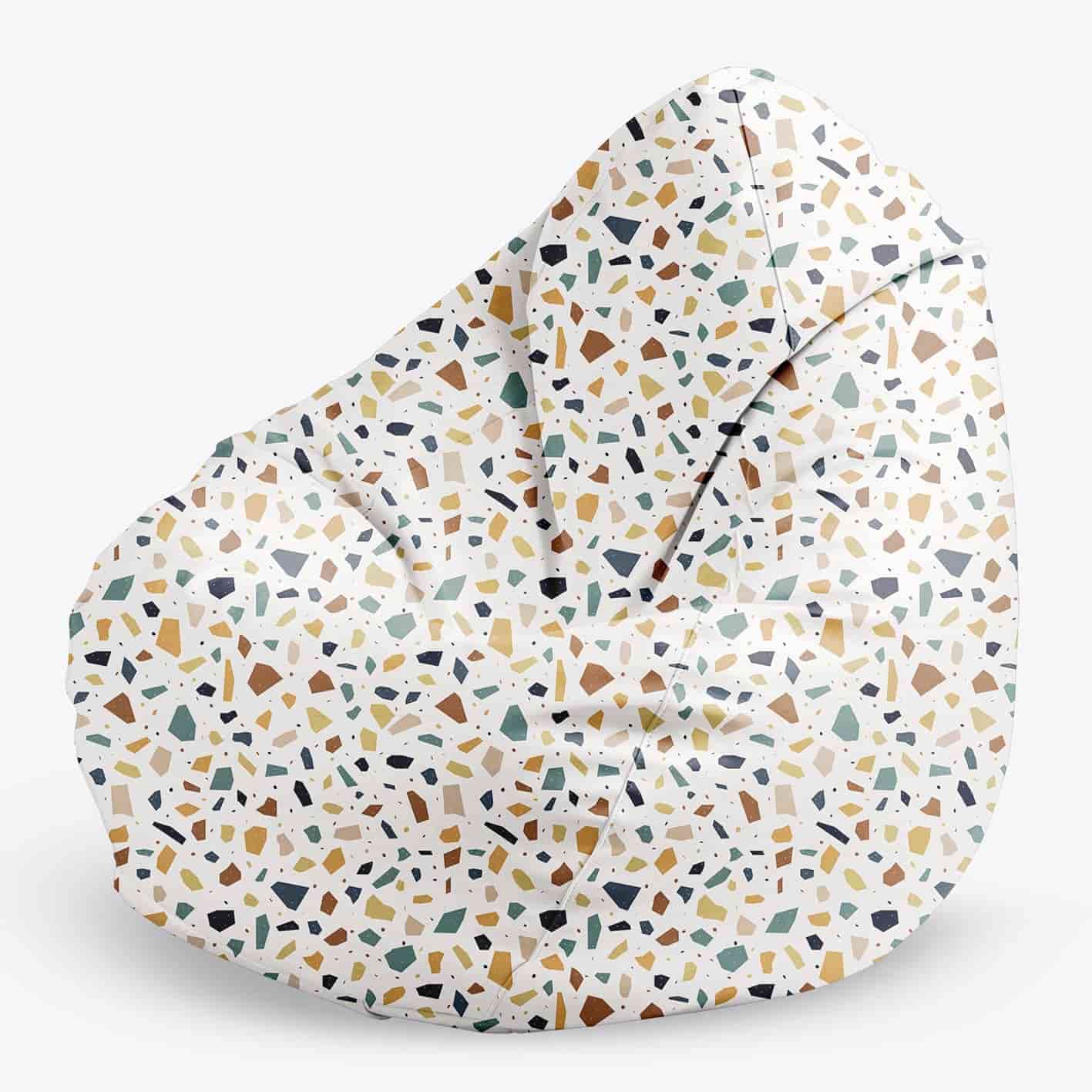 Bean Bag Sitzsack, 80 x 80 x 120 cm, Sitzkissen, mit Tragegriff Boden, Sitzsack Bubibag mit Füllung Terrazzo
