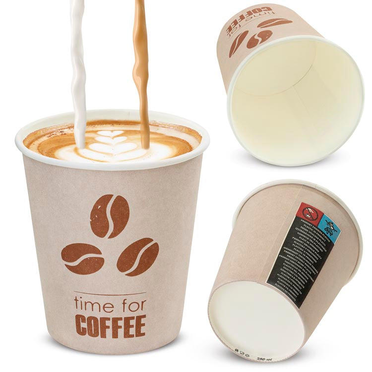 Pappbecher KRAFT Time for Coffee 250ml 50 stk