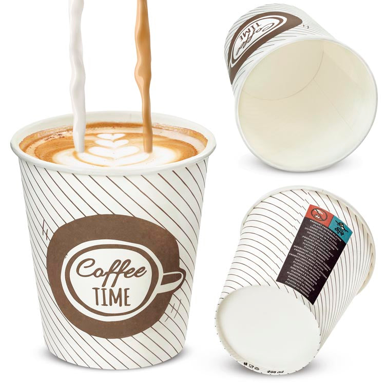 Pappbecher KRAFT Coffee Time 250ml 50 stk
