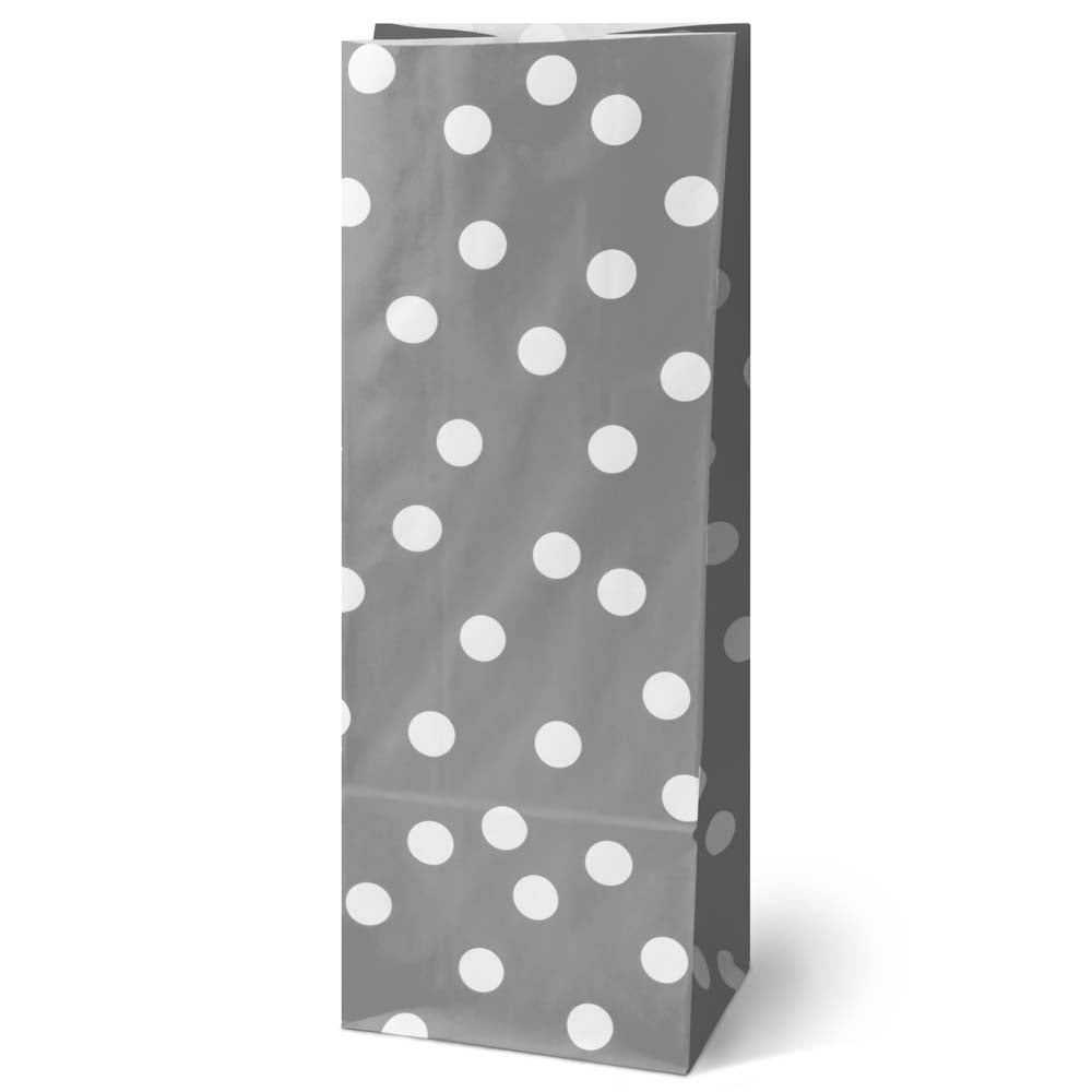 Papiertüten ohne Griff 100x70x280 mm mit Tupfen -Grau - 10 Stück