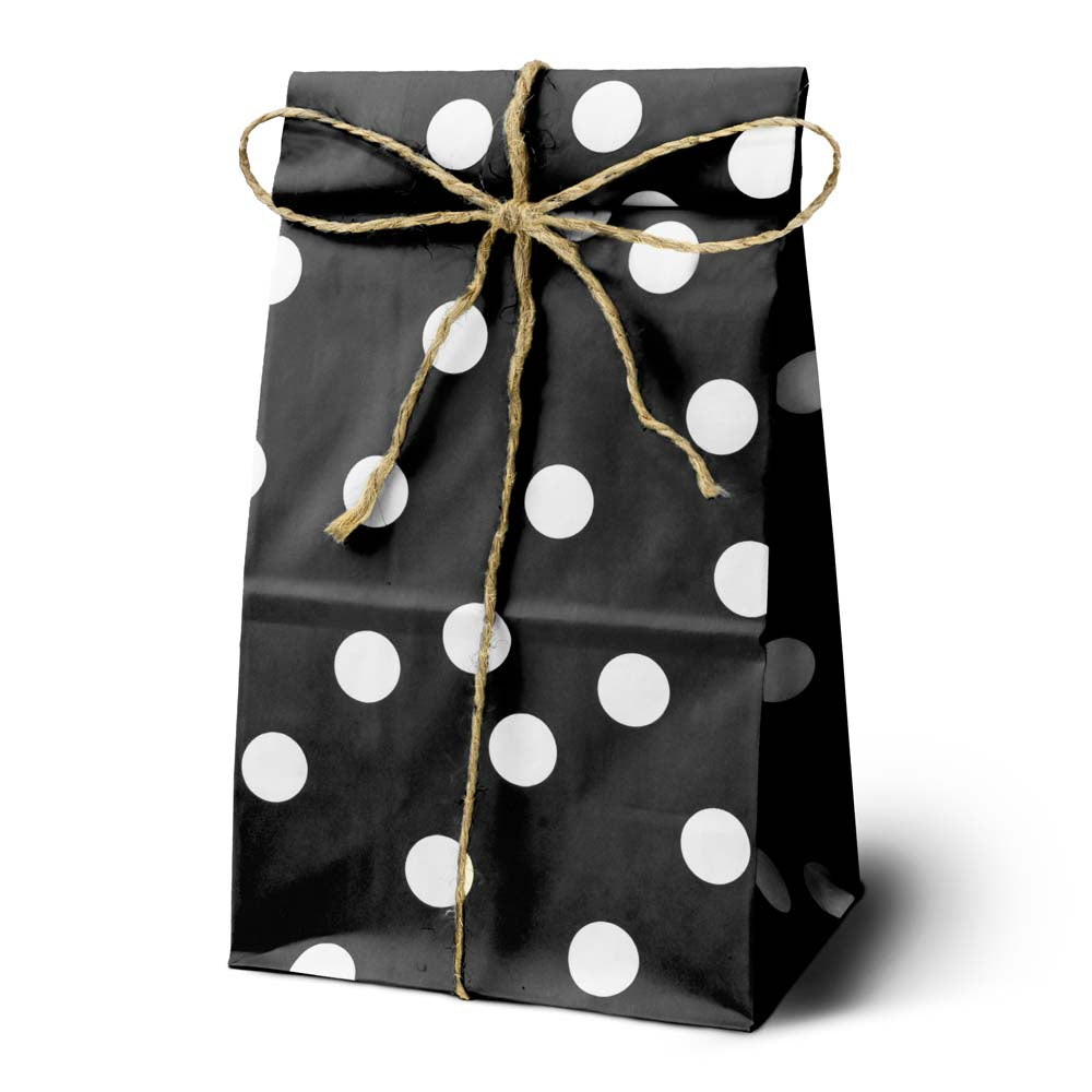 Papiertüten ohne Griff 100x70x280mm mit Tupfen - Schwarz - 10 Stück
